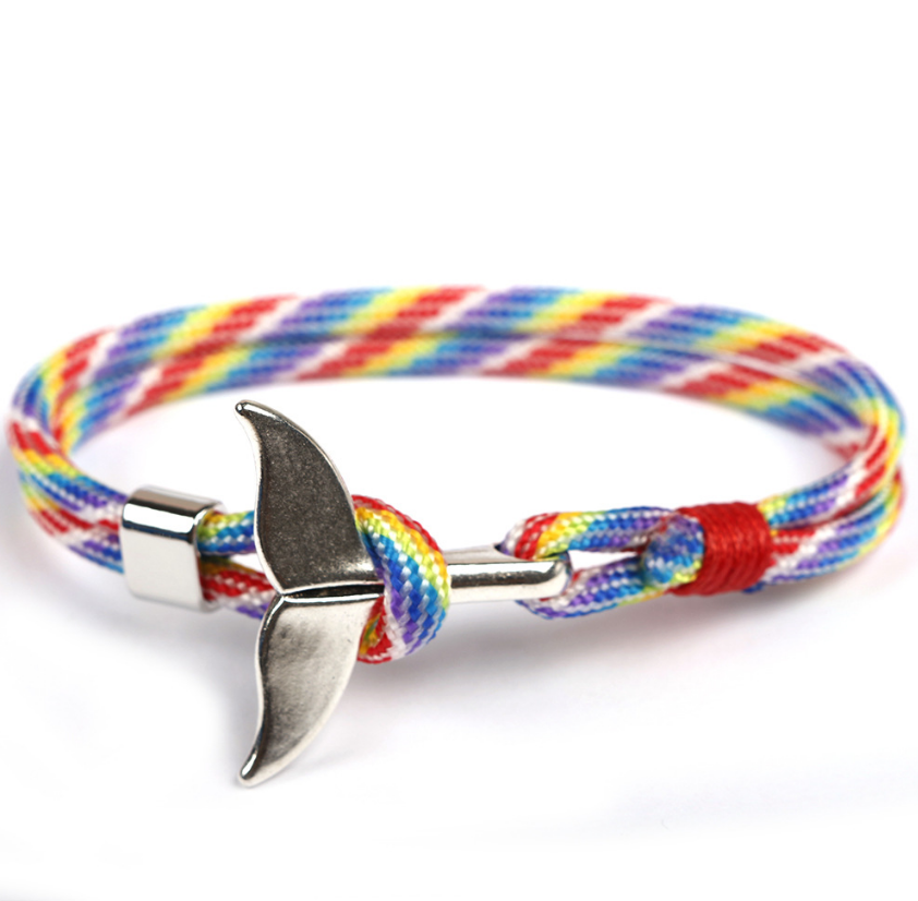 Whale Tail Bracelet, Paracord Wristband, Anchor Bracelet