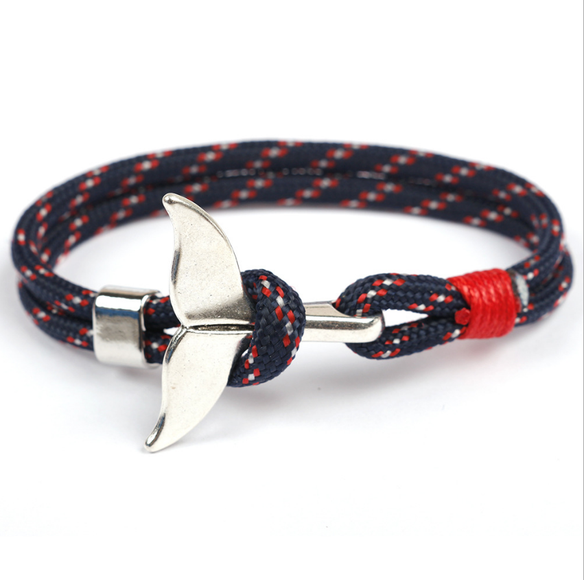 Whale Tail Bracelet, Paracord Wristband, Anchor Bracelet