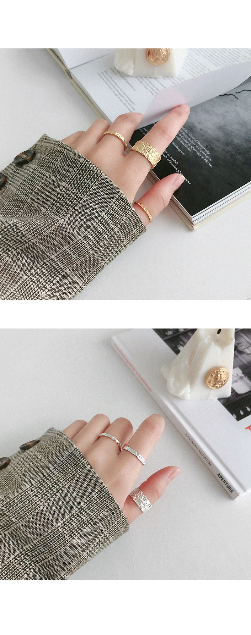 Gold and Silver Textured Rings
