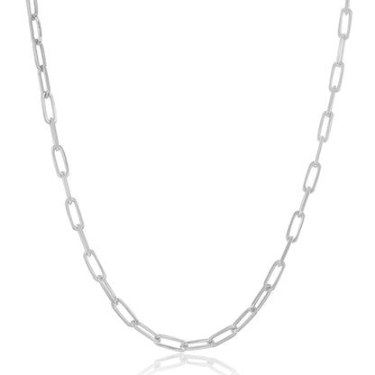 Silver Paperclip Chain Necklace for Women - Sterling Silver Paperclip Necklace for Women - Paper Clip Necklace Silvering Silver - Silver Paper Clip Necklace for Women - (Silver 20 inch 2.8mm)