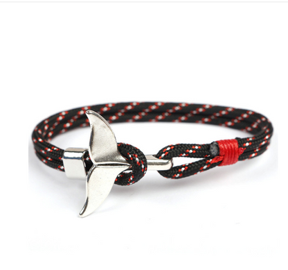 Whale Tail Bracelet, Paracord Wristband, Anchor Bracelet